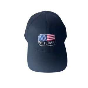 Sonoma Community Mens Veteran American Flag Trucker Hat Black Snapback MRR34HT02